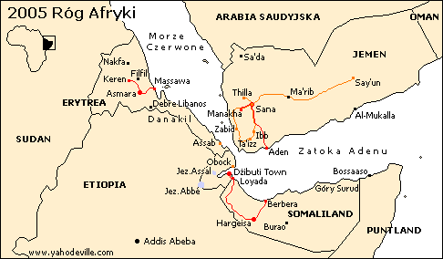 Mapa - Róg Afryki - Erytrea, Dżibuti, Somaliland, Jemen