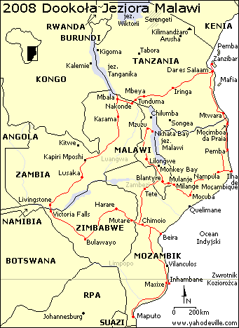 Mapa - Afryka Południowo Wschodnia - Tanzania, Zambia, Zimbabwe, Malawi, Mozambik