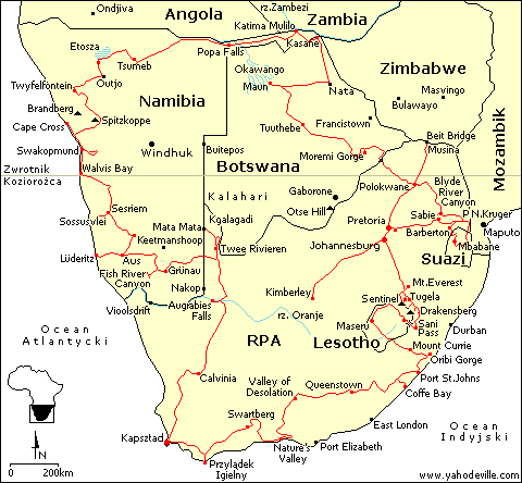 Mapa Afryki Południowej
