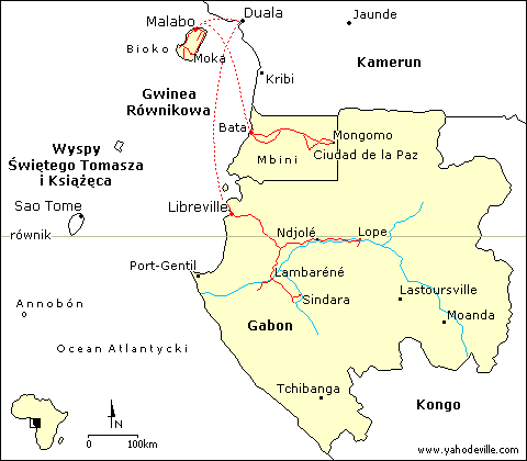 Mapa Gabonu i Gwinei Równikowej